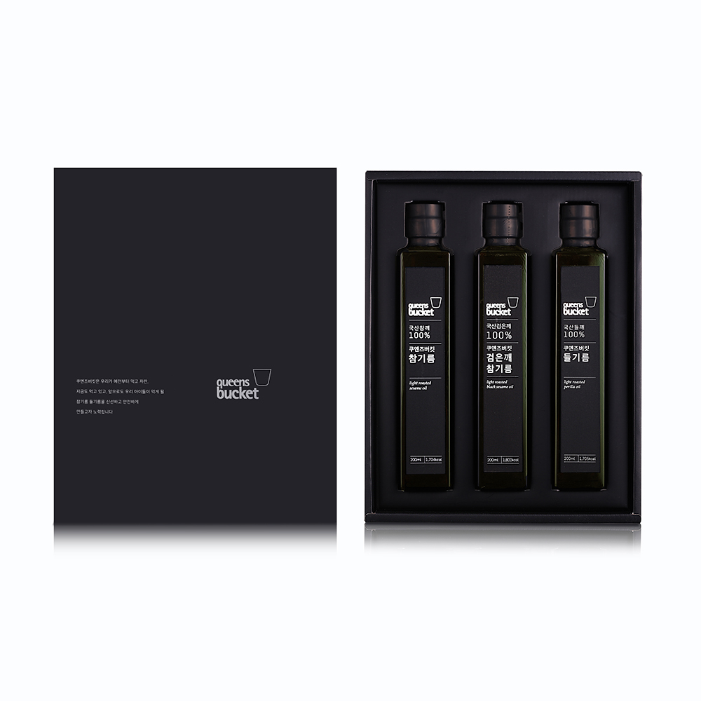 (백화점 판매용)[쿠엔즈버킷]
참기름 x 들기름 x 검은깨참기름 200ml 3종세트