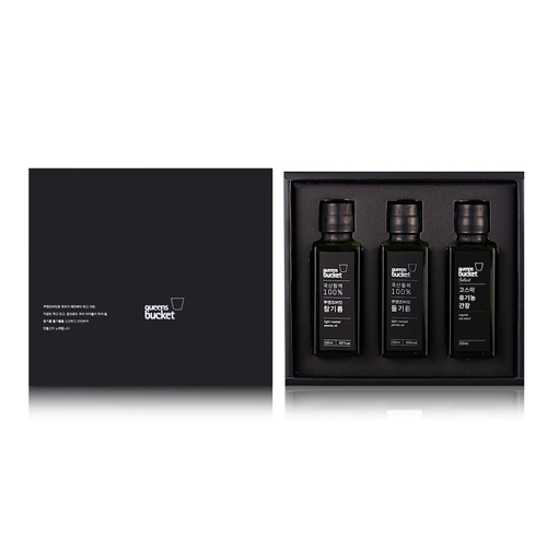 (백화점 판매용)[쿠엔즈버킷]
참기름 x 들기름 x 유기농간장 각 100ml 3종세트