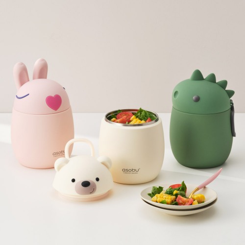 아소부 스텐 진공 보온보냉 캐릭터 베스티 푸드 컨테이너 600ml