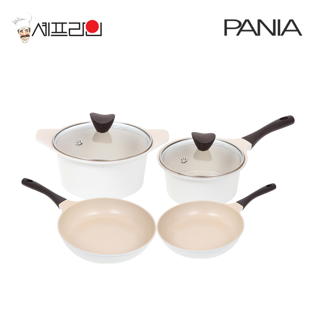 셰프라인 페니아(pania) 인덕션 IH 크림후라이팬,냄비 4종세트(20+28+20양+18편수)